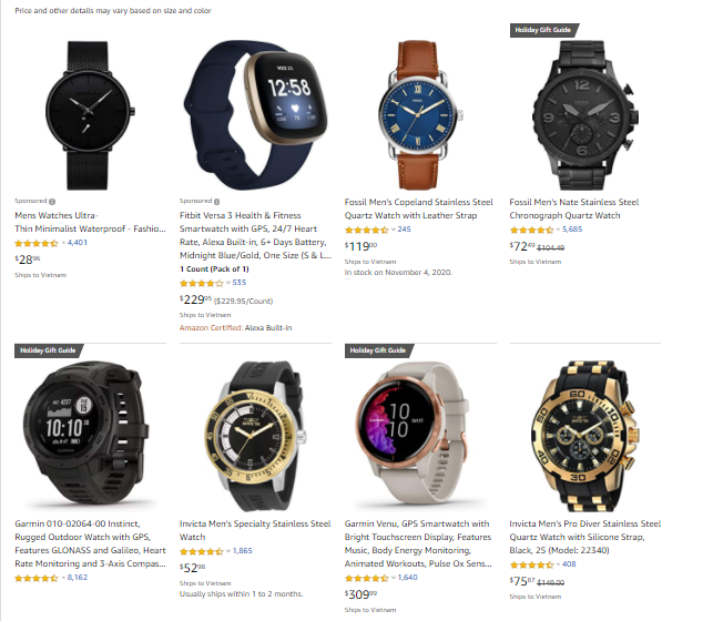 dịch vụ order đồng hồ trên Amazon