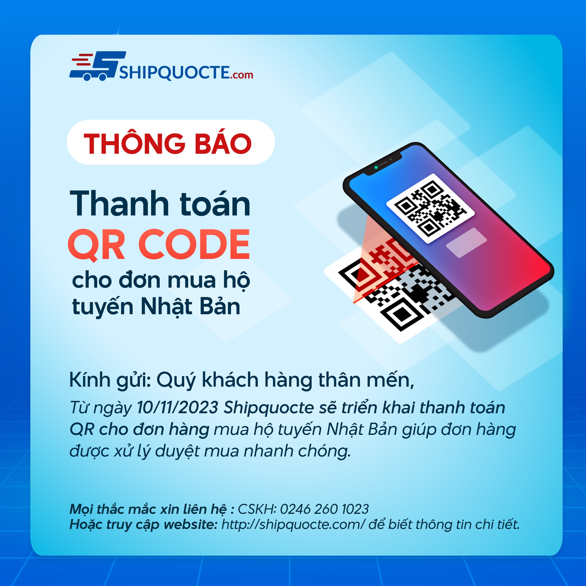 Áp dụng Thanh toán QR cho các đơn hàng mua hộ tuyến Nhật Bản